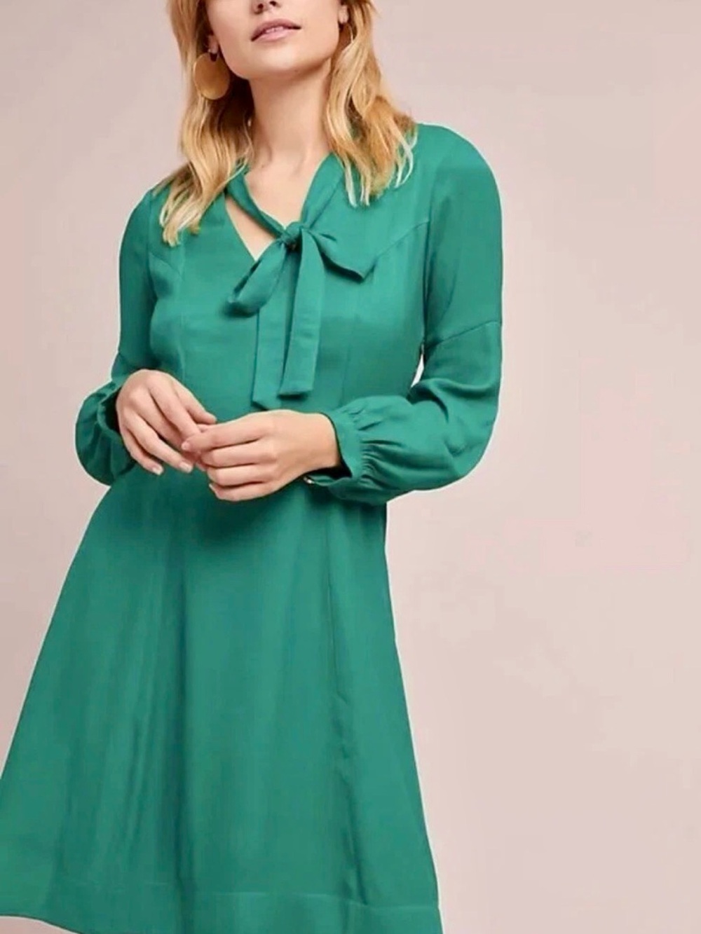 Moulinette Soeurs Anthropologie Emerald Tie-Neck Dress